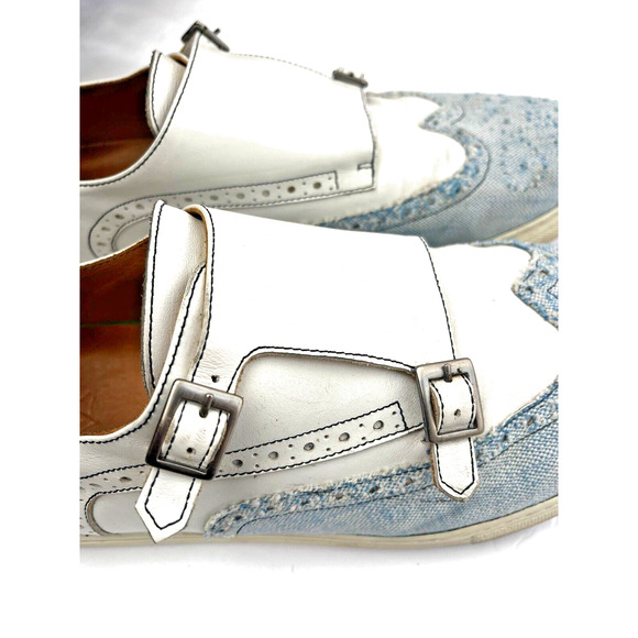 UNDANDY Wingtip Monk Strap Shoes Mens 46 12 Leather Blue White Sic \'em Bears main image 8